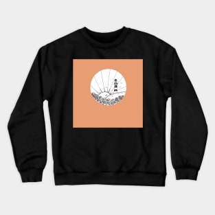 Whimsical Lighthouse Daylight Ink Illustration with a coral background Crewneck Sweatshirt